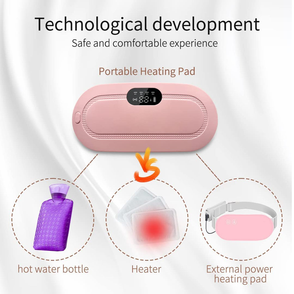 Period Cramp Relief Heating Pad Pain Device With 4 Massage Modes For Menstrual Pain And Belly Or Back Pain Relief, LED Display, Comfortable Belt, Multicolor