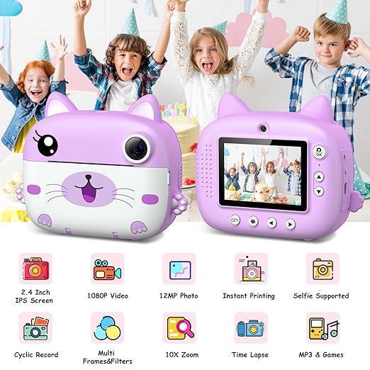 Kids Instant Print Camera with 2.5K Video