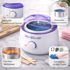 White wax heater with purple accents labeled 'Pro-Wax100' on a marble surface.