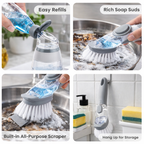 Medium White Liquid Dispenser Kitchen Cleaning Brush