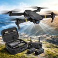 Black drone with accessories on a scenic background
