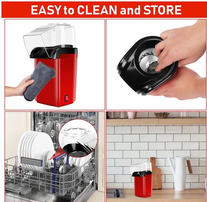 Electric Popcorn Maker – 1200W Hot Air Popper (1-Year Warranty)