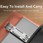 Small size and folding design product with text on a wooden background