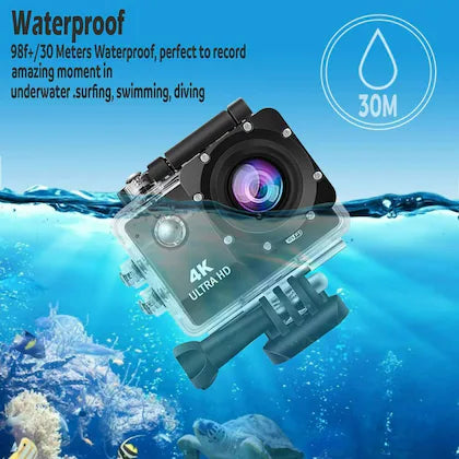 4K Sports Action Camera with Optical 16MP High Resolution with Wi-Fi | 4K Ultra HD Video Recording with 170 Degree Wide Angle Waterproof Underwater Camera